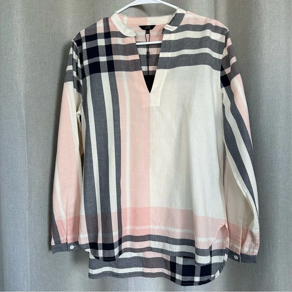 Joe’s NWT Cotton Ivory Pink Gray V-neck Long Sleeve Blouse S